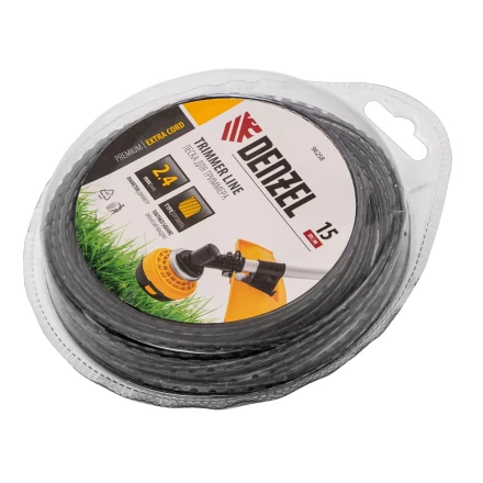 Леска для триммера двухкомпонентная зубчатый квадрат, 2,4мм х 15м, блистер EXTRA CORD, Denzel 96258 купить в Магнитогорске