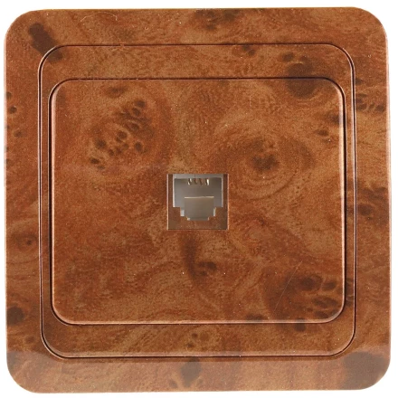 Розетка СВЕТОЗАР &quot;ГАММА&quot; телефонная, одинарная, цвет орех SV-54117-N купить в Магнитогорске