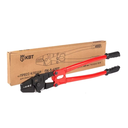 Пресс-клещи КВТ ПК-5-600Т с матрицей для опрессовки стальных тросов овальными алюминиевыми и медными втулками (91984) купить в Магнитогорске