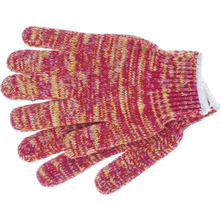 Перчатки трикотажные усиленные гелевое ПВХ-покрытие 7 класс красно-желтый меланж Сибртех 68181 купить в Магнитогорске