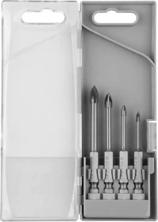 Набор ЗУБР &quot;ПРОФЕССИОНАЛ&quot;: Сверла по кафелю, керамике, с четырьмя режущими лезвиями 3, 4, 6, 8 мм, 4 шт 29845-H4_z01 купить в Магнитогорске