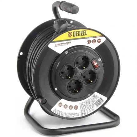 Удлинитель силовой на кабельной катушке 50м 4 розетки 16А серия УХз16 DENZEL 95906 купить в Магнитогорске