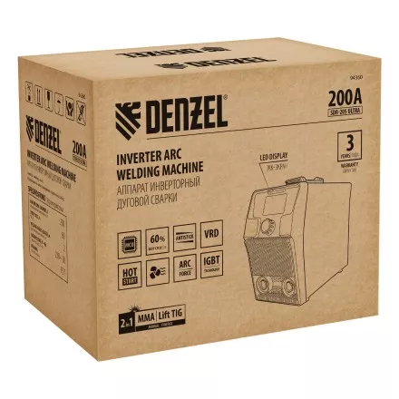 Аппарат инвертор. дуговой сварки Denzel SDR-205 Ultra, 200 А, ПВ 60% 94360 купить в Магнитогорске