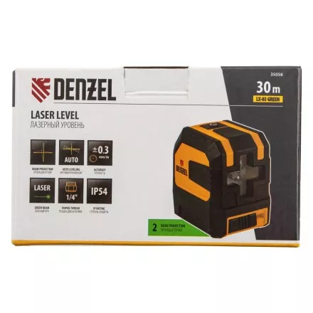 Лазерный уровень LX 03 Green, 30 м, 520 нм, резьба 1/4&quot; Denzel 35058 купить в Магнитогорске