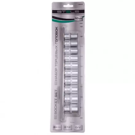 Набор торцевых головок 1/2 двенадцатигранные CrV 10 шт 10-24 мм Stels 13638 купить в Магнитогорске
