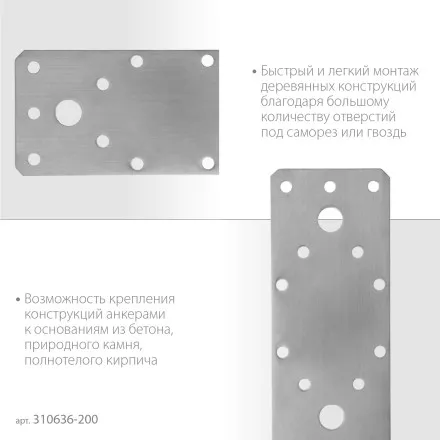 ЗУБР НКП-2.0, 200 x 90 x 2 мм, нержавеющая крепежная пластина, Профессионал (310636-200) купить в Магнитогорске