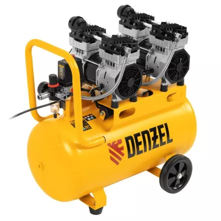 Компрессор безмасляный, малошумный Denzel DLS 1500/50, 1500 ВТ, 2x750, 50 л, 260 л/мин купить в Магнитогорске