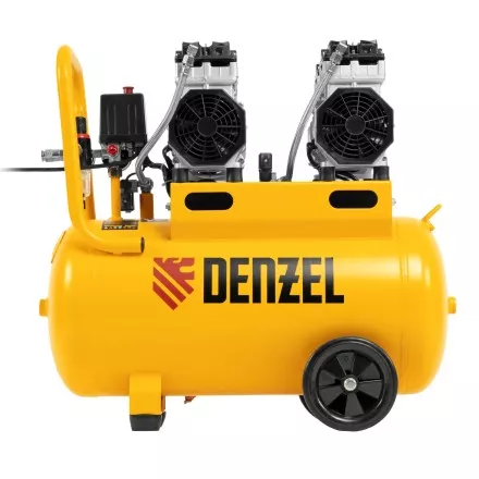 Компрессор безмасляный, малошумный Denzel DLS 1500/50, 1500 ВТ, 2x750, 50 л, 260 л/мин купить в Магнитогорске