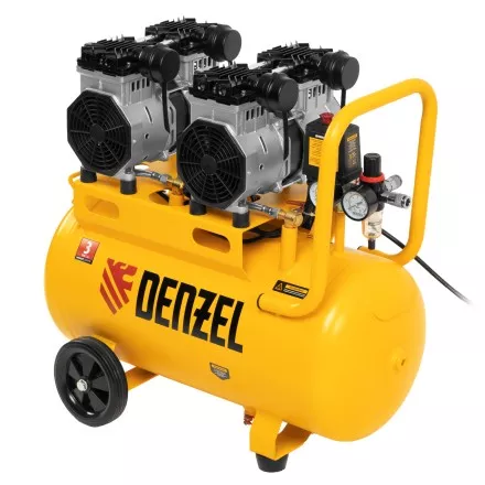 Компрессор безмасляный, малошумный Denzel DLS 2200/50, 2200 Вт, 2x1100, 50 л, 380 л/мин купить в Магнитогорске