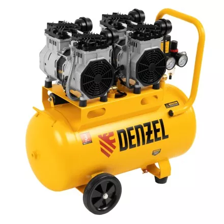 Компрессор безмасляный, малошумный Denzel DLS 2200/50, 2200 Вт, 2x1100, 50 л, 380 л/мин купить в Магнитогорске