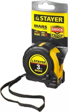 Рулетка STAYER &quot;PROFI&quot; &quot;MARS&quot;, обрезиненный корпус, утолщенное полотно, 3мх16мм 34131-03_z01 купить в Магнитогорске