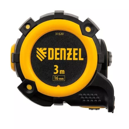 Рулетка Denzel 3м х 16мм, автоматич. фиксац., нейлон. покрытие, магнит. зацеп, двухстор. разметка, 31520 купить в Магнитогорске