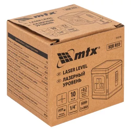 Лазерный уровень MTX XQB RED Basic SET, 10 м, красный луч, батарейки, резьба 1/4&quot; 35018 купить в Магнитогорске