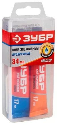 Клей ЗУБР эпоксидный, в тюбиках, в пластиковой коробке, 17мл+17мл 41949 купить в Магнитогорске