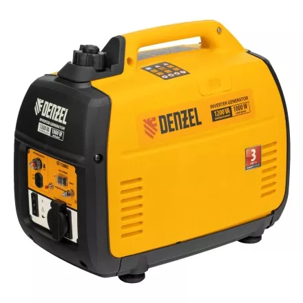Генератор инверторный Denzel GT-1200iS, 1.2 кВт, 230 В, бак 2.4 л, закрытый корпус, ручной старт купить в Магнитогорске