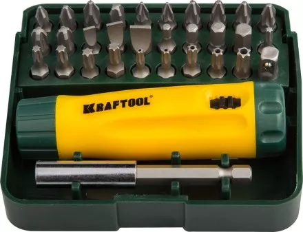 Набор KRAFTOOL Отвертка реверсивная с битами и адаптером, Cr-V, 32 предмета 26142-H32 купить в Магнитогорске