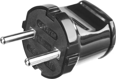 Вилка MAXElectro электрическая, 6А/220В, черная, STAYER 55150-B купить в Магнитогорске