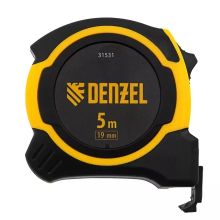 РулеткаDenzel 5м х 19мм, двухкомп. корпус, магнитный обрезиненный зацеп, 31531 купить в Магнитогорске