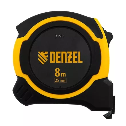 Рулетка Denzel 8м х 25мм, двухкомп. корпус, магнитный обрезиненный зацеп, 31533 купить в Магнитогорске