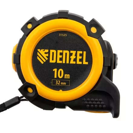 Рулетка Denzel 10м х 32мм, автоматич. фиксац., нейлон. покрытие, магнит. зацеп, двухстор. разметка, 31525 купить в Магнитогорске