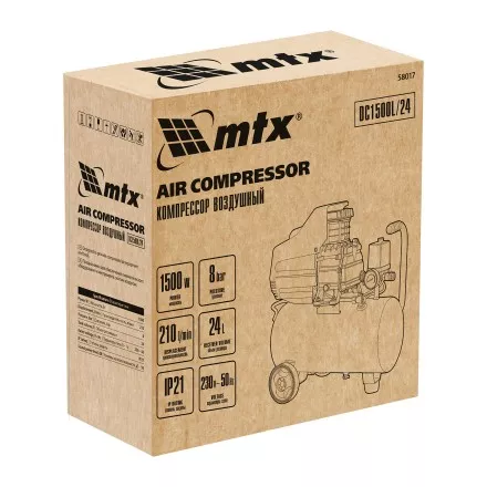 Компрессор воздушный MTX DC1500L/24, 1,5 кВт, 24 л, 210 л/мин 58017 купить в Магнитогорске