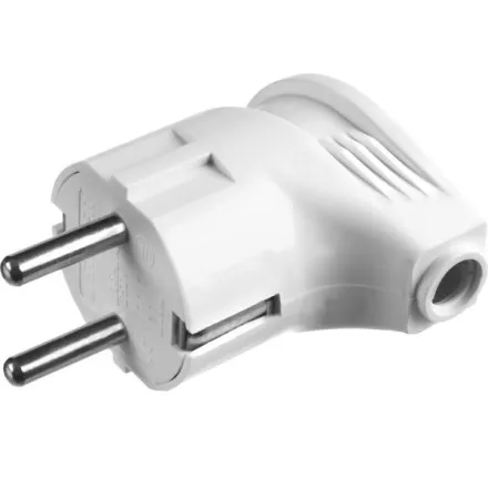 Вилка MAXElectro электрическая, 16А/220В, угловая, с заземлением, белая, STAYER 55161-W купить в Магнитогорске