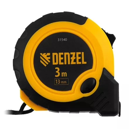 Рулетка Denzel 3м х 13мм, двухкомп. корпус, кнопка-пауза, 31540 купить в Магнитогорске