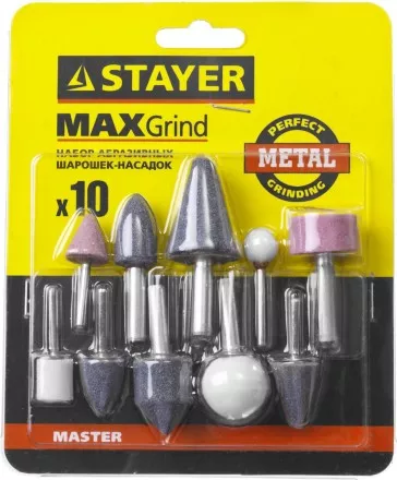 Набор STAYER &quot;MASTER&quot;: Абразивные минишарошки-насадки для гравера и дрели, хвостовик d 3,2 / 6,0мм, 10 предм. 2989-H10 купить в Магнитогорске
