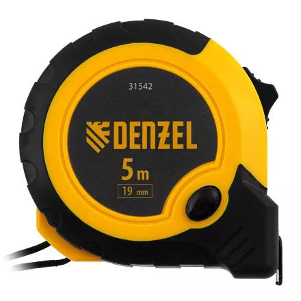 Рулетка Denzel 5м х 19мм, двухкомп. корпус, кнопка-пауза, 31542 купить в Магнитогорске