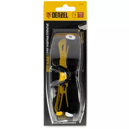 Очки защитные открытые Denzel 89193, поликарбонатные, дымчатая линза, 2х комп.дужки купить в Магнитогорске