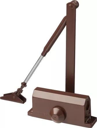 Доводчик дверной STAYER, для дверей массой до 40 кг, цвет коричневый 37917-50 купить в Магнитогорске