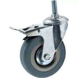 Аппаратное поворотное колесо с тормозом с болтом HITCH 50*18 резина серая SCtgb25 (SZ084828)