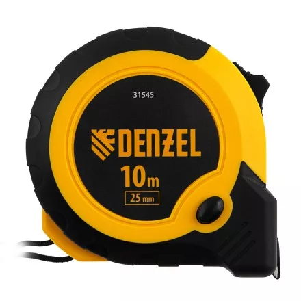 Рулетка Denzel 10м х 25мм, двухкомп. корпус, кнопка-пауза 31545 купить в Магнитогорске