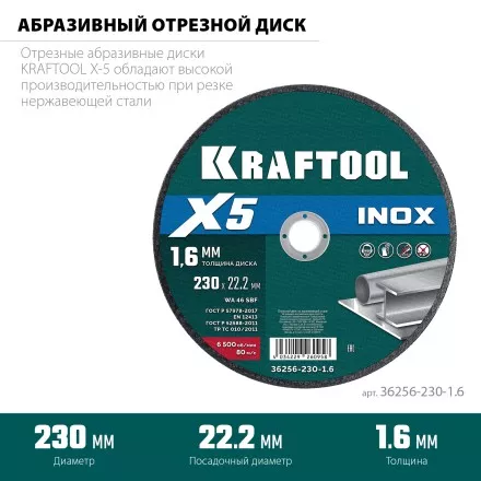 Круги отрезные абразивные, по нержавеющей стали 36256-230-1.6 купить в Магнитогорске