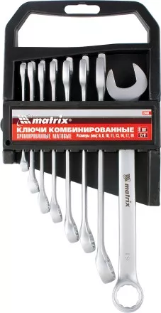 Набор ключей комбинированных 6 - 17 мм 6 шт. CrV матовый хром MATRIX 15402 купить в Магнитогорске