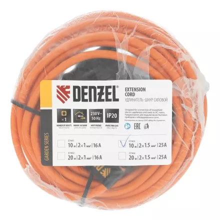 Удлинитель-шнур силовой Denzel Garden Series, б/з, ПВС, 10м, 1 розетка, 2 x 1,5 мм, 3 м 37403 купить в Магнитогорске