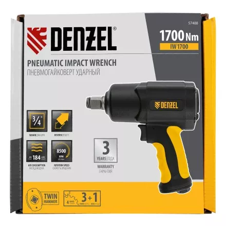 Ударный пневмогайковерт Denzel IW1700, 3/4&quot;, 8500 об/мин, 1700 Нм 57488 купить в Магнитогорске