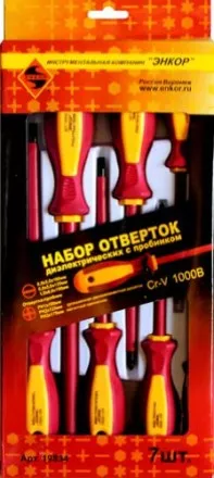 Набор отверток диэлектрич. 6шт. с пробником 19834 купить в Магнитогорске