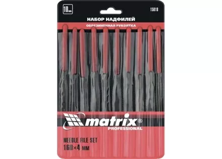 Набор надфилей 160 х 4мм 10 шт обрезиненные рукоятки MATRIX 15818 купить в Магнитогорске