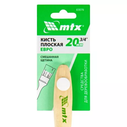 Кисть плоская &quot;Евро&quot; 3/4&quot;, смешанная щетина, деревянная ручка MTX 83076 купить в Магнитогорске