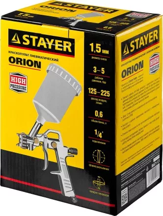 Краскопульт пневматический STAYER &quot;MASTER&quot; ORION, c верхним бачком, 1,5мм 06471-1.5 купить в Магнитогорске