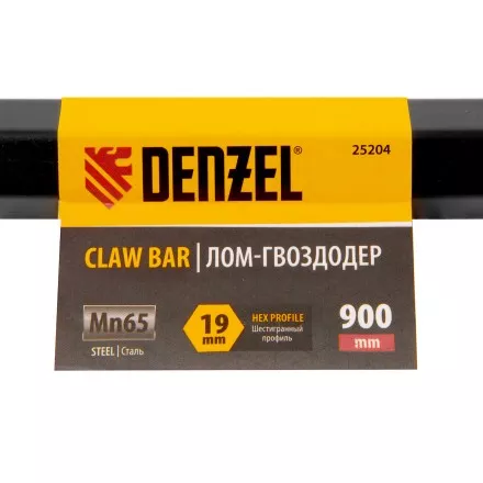 Лом-гвоздодер, 900 мм, шестигранный 19 мм, окрашенный, сталь 65// Denzel 25204 купить в Магнитогорске