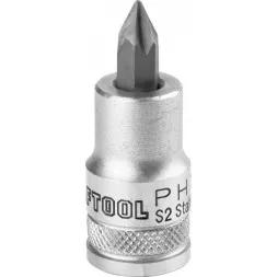 Торцовая бита-головка KRAFTOOL &quot;INDUSTRIE QUALITAT&quot;, материал S2, PHILLIPS, сатинированная, 1/2&quot;, PH1 27901-1_z01