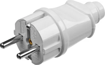 Вилка MAXElectro электрическая, 16А/220В, с заземлением, белая, STAYER 55160-W купить в Магнитогорске