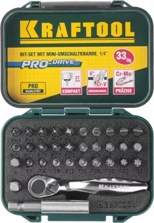 PRO. Наборы в боксе: БИТЫ KRAFTOOL PRO-Drive 26157-H33 купить в Магнитогорске