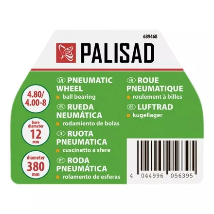 Колесо пневматическое Palisad 4.80/4.00-8 D380мм, подш. внут. диам. 12мм, длина оси 80мм 689468 купить в Магнитогорске