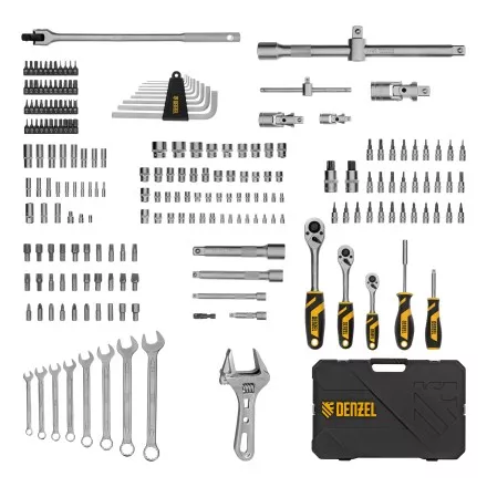 Набор инструментов Denzel 15807, 1/2&quot;, 1/4&quot;, 3/8&quot;, CrV, S2, пластиковый кейс, 216 предметов купить в Магнитогорске