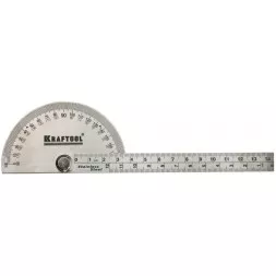 Транспортир KRAFTOOL с линейкой из нержавеющей стали, 200мм 34290