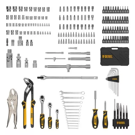 Набор инструментов Denzel 15808, 1/2&quot;, 3/8&quot;, 1/4&quot;, CrV, S2, пластиковый кейс, 232 предмета купить в Магнитогорске