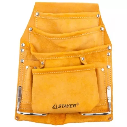 Сумка поясная STAYER &quot;MASTER&quot; для инструментов, кожаная, 8 карманов, 2 скобы 38505 купить в Магнитогорске